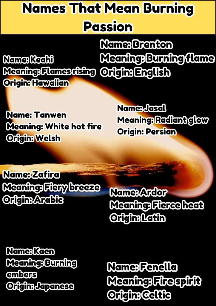 Names That Mean Burning Passion Infographic