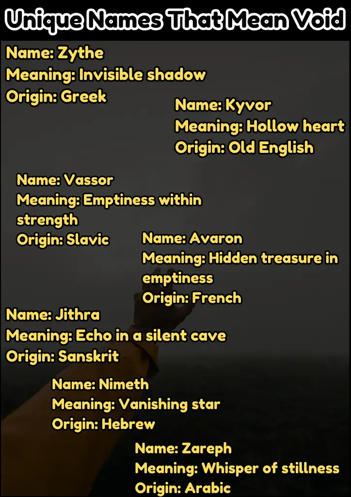 Unique Names That Mean Void Infographic