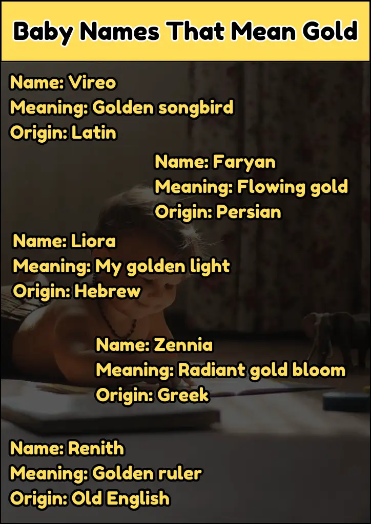 Baby Names That Mean Gold Infographic