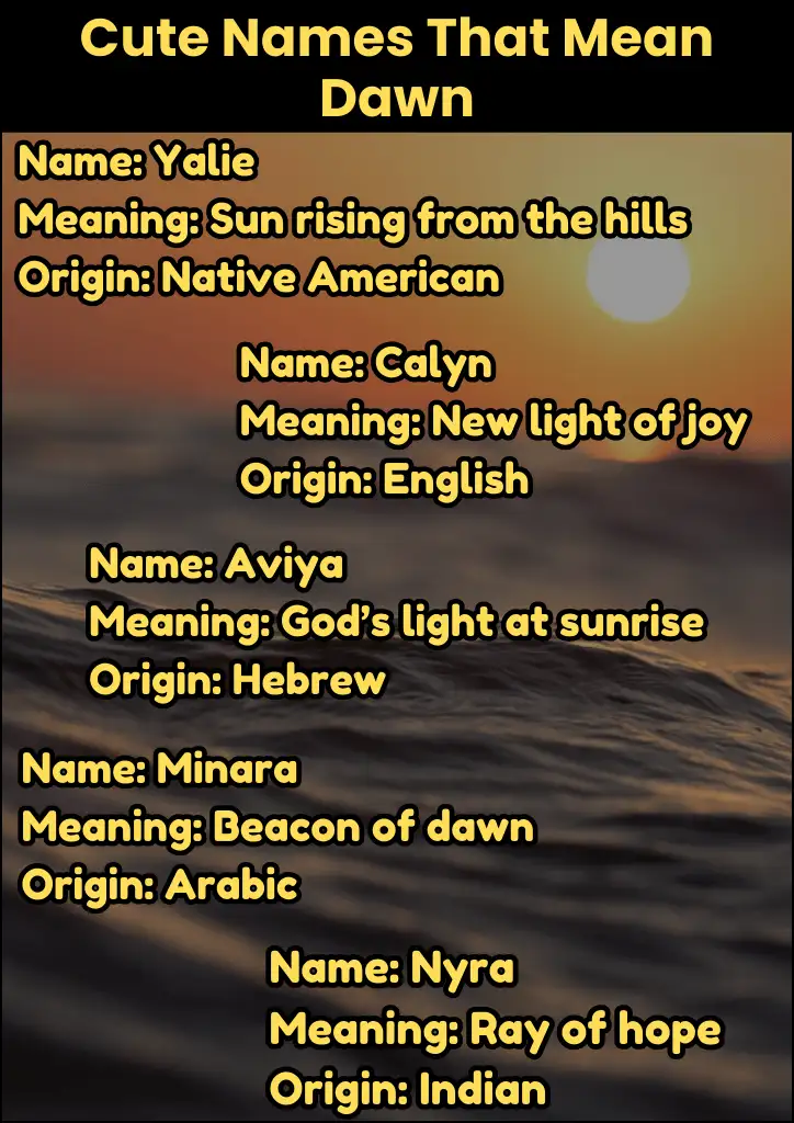 Cute Names That Mean Dawn Infographic