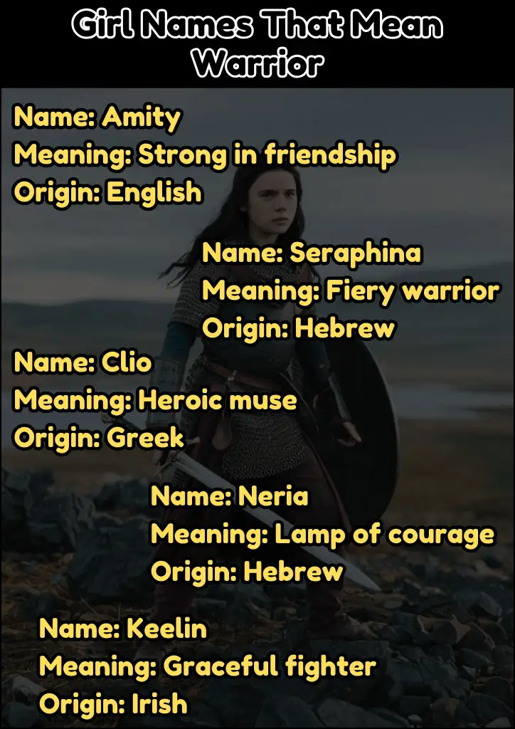 Girl Names That Mean Warrior Infographic